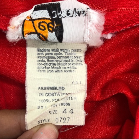 Vintage Red ruffled women’s blouse size 44 secretary top button down - Picture 4 of 9